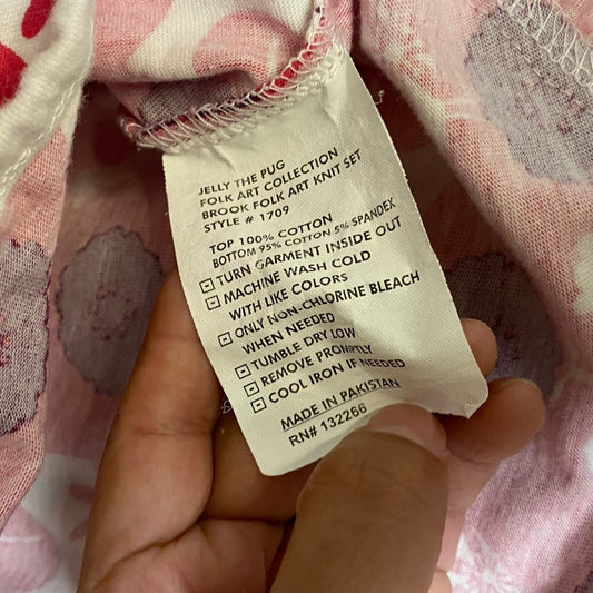 Jelly The Pug white pink striped tiered ruffle long sleeve dress SIZE 8