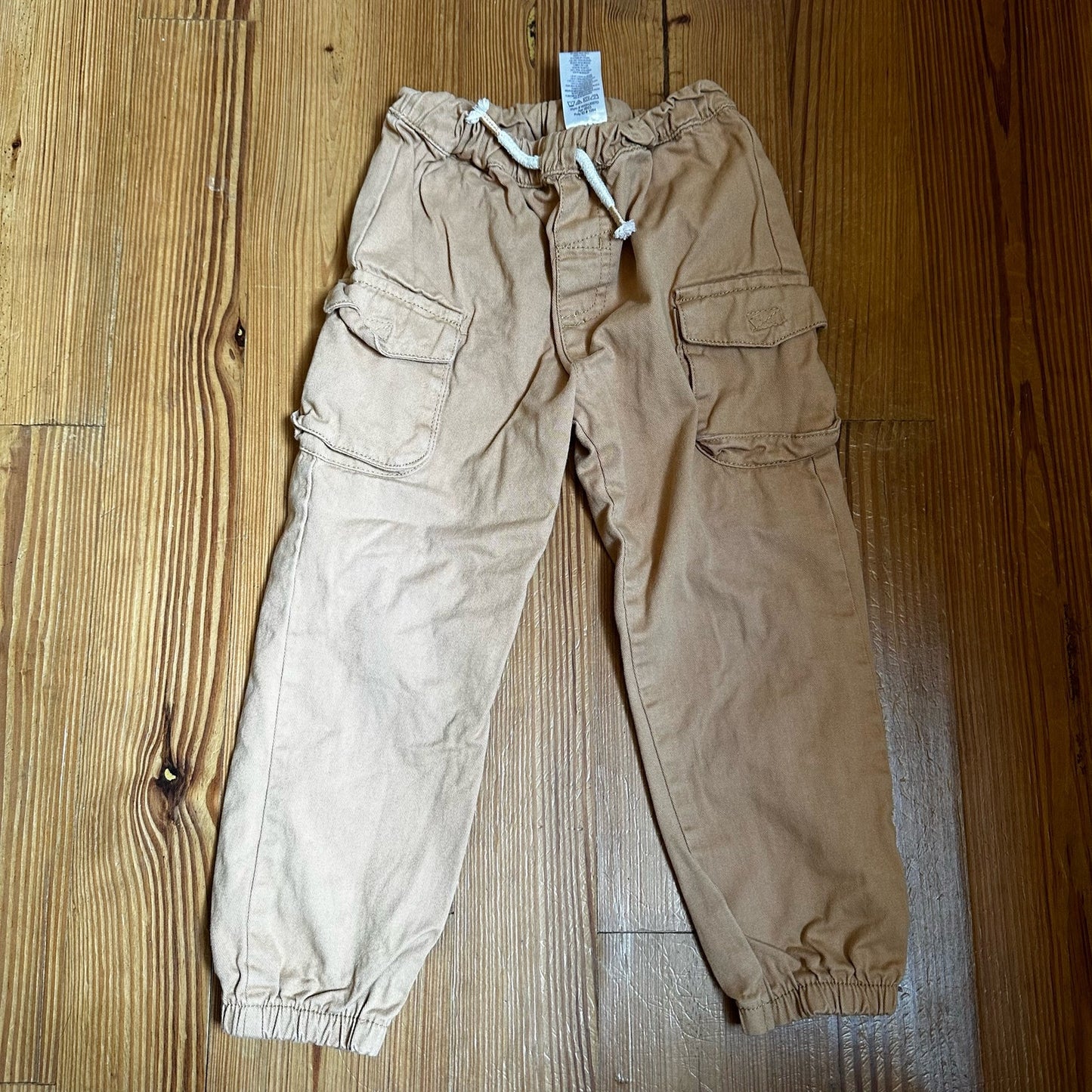 Tan toddler cargo drawstring joggers SIZE 4T