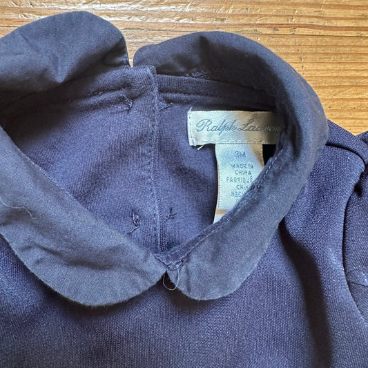 Ralph Lauren navy blue collar short sleeve fit flare dress SIZE 3M