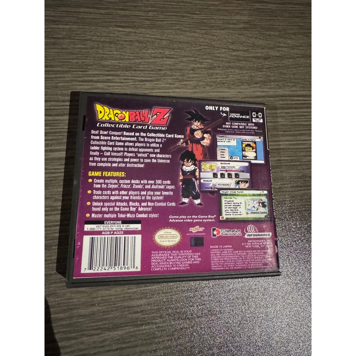 Dragon Ball Z Collectible Card Game Nintendo Game Boy Advance 2002 GBA