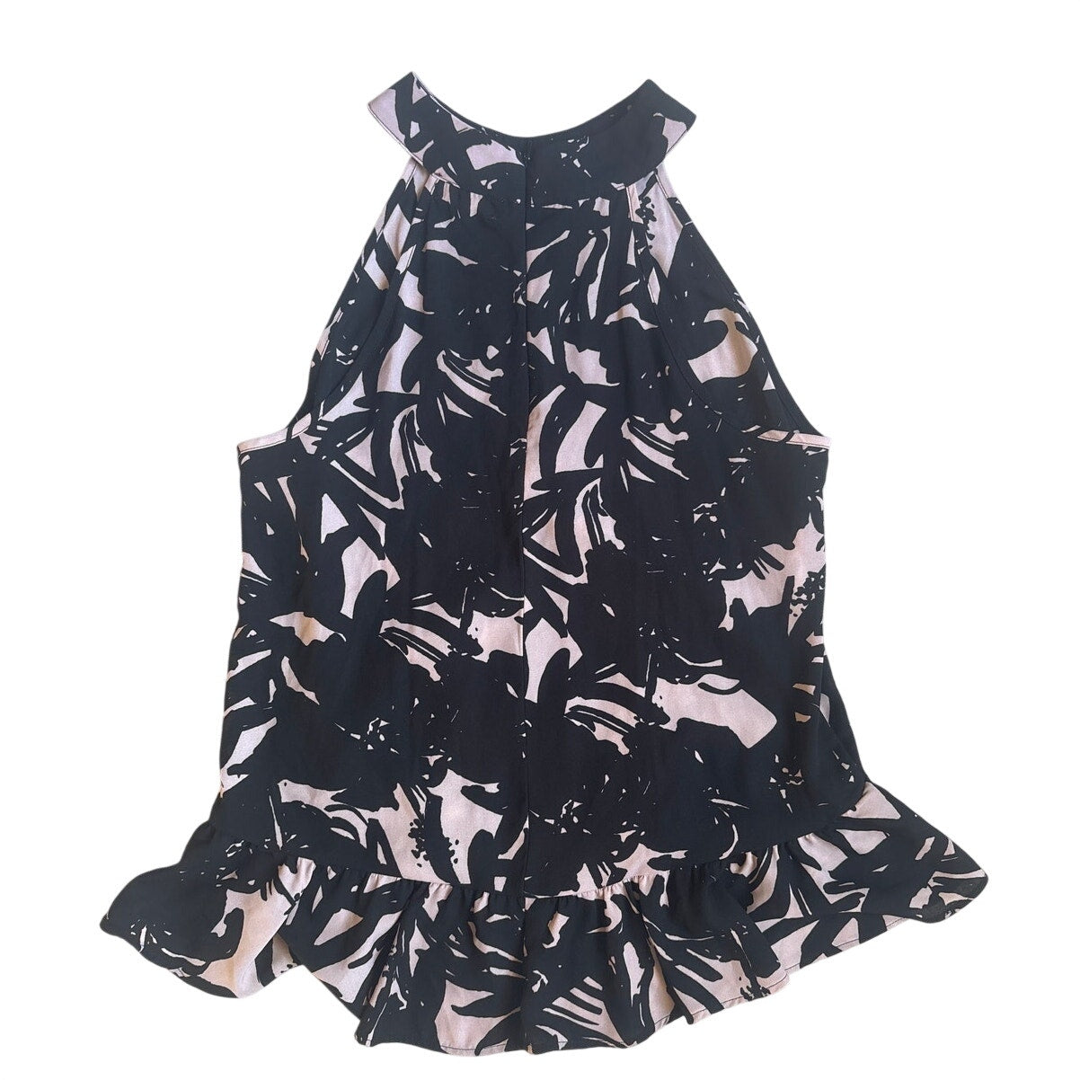 Eight Sixty black with pink ruffle bottom halter top SIZE S