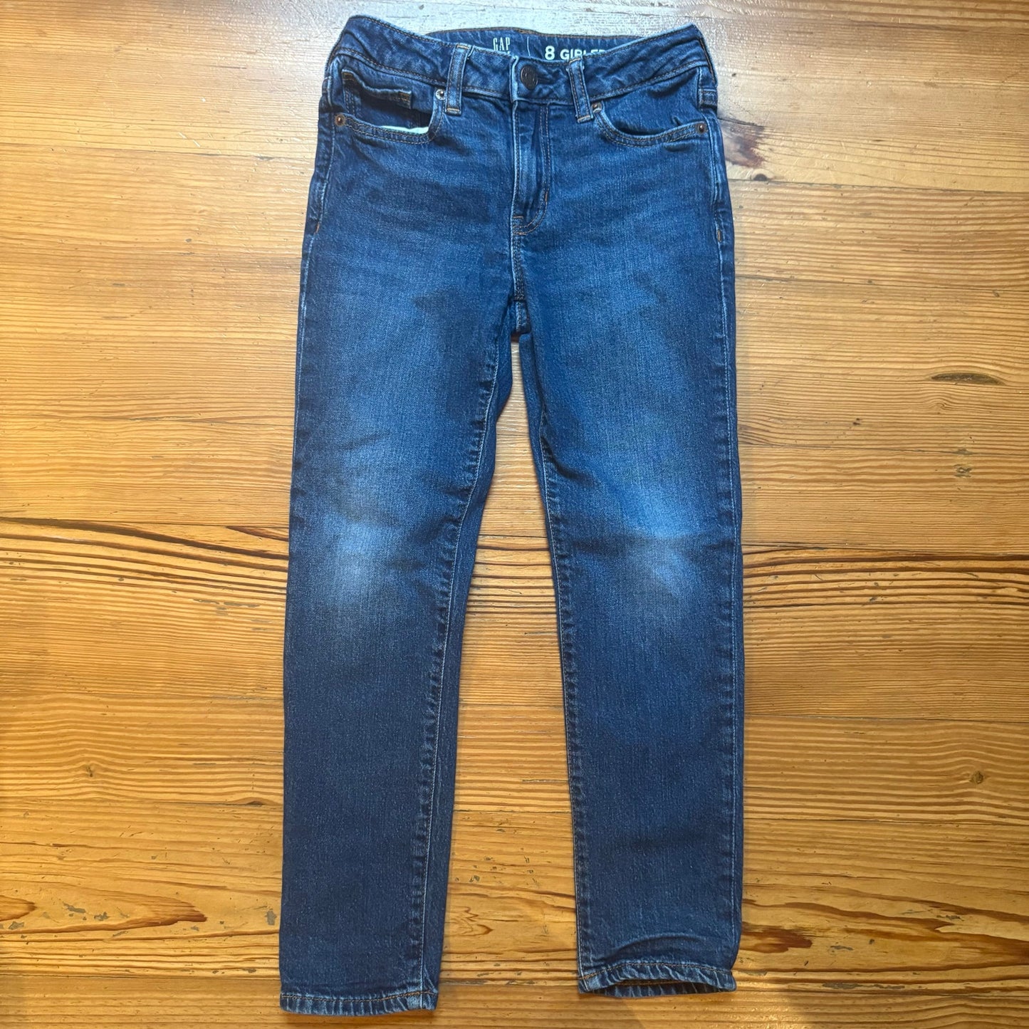 Gap dark wash girlfriend fit straight leg adjustable girl jeans SIZE 8