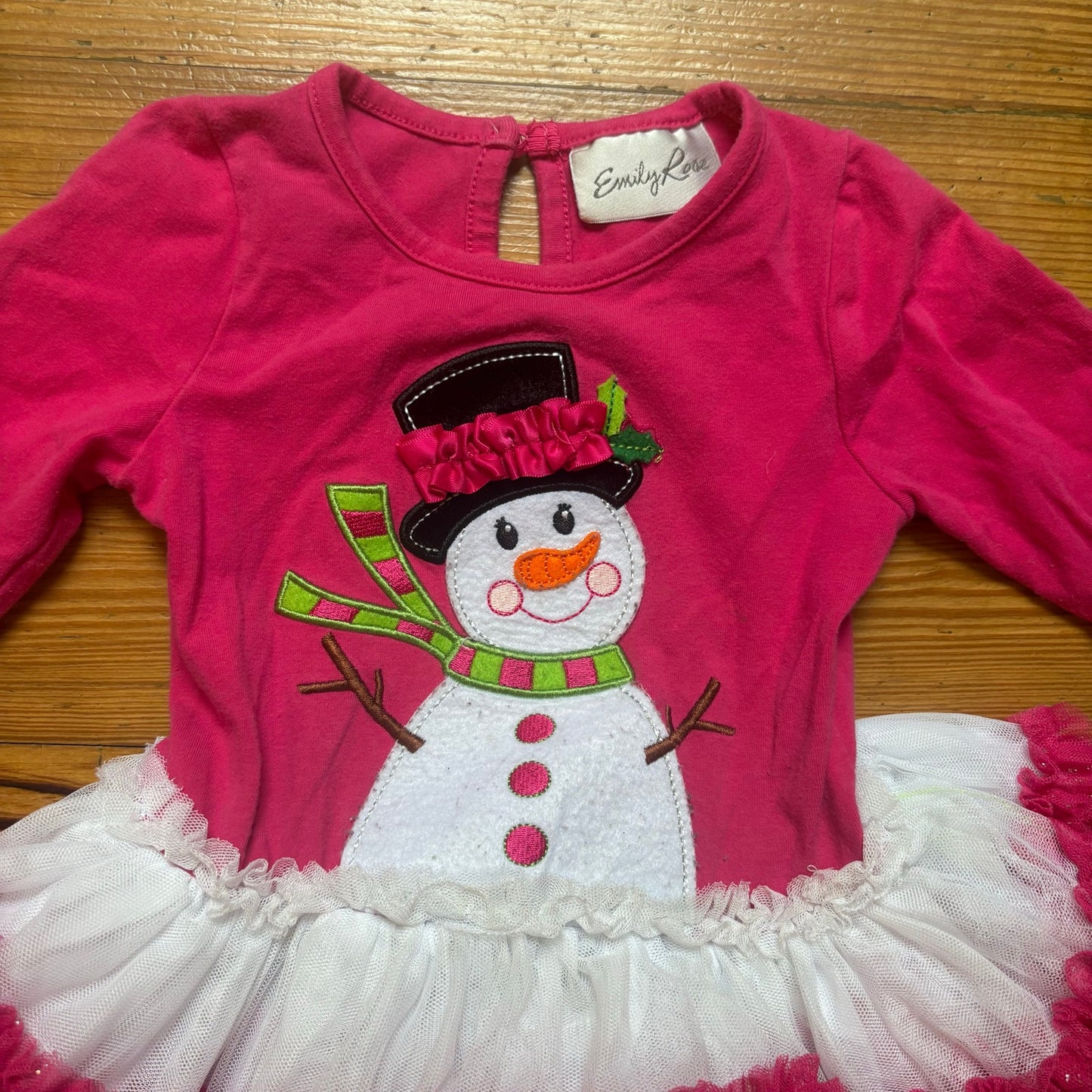 Emily Rose pink snowman winter long sleeve tutu dress SIZE 2T
