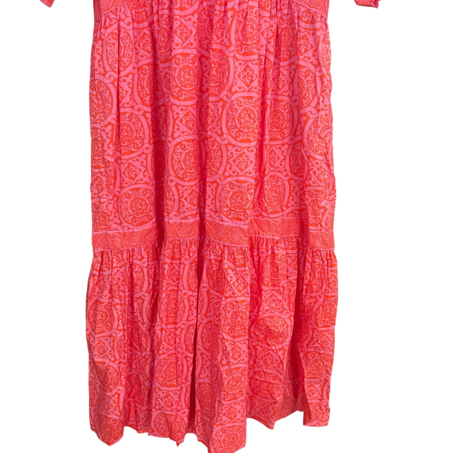 NWT Gretchen Scott Viviers Sultan's red pattern puff sleeve midi dress SIZE L