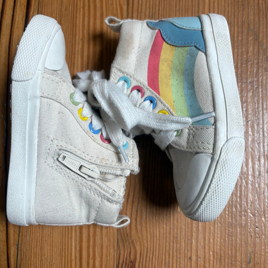 Cat & Jack white rainbow sunshine high top sneakers SIZE 5