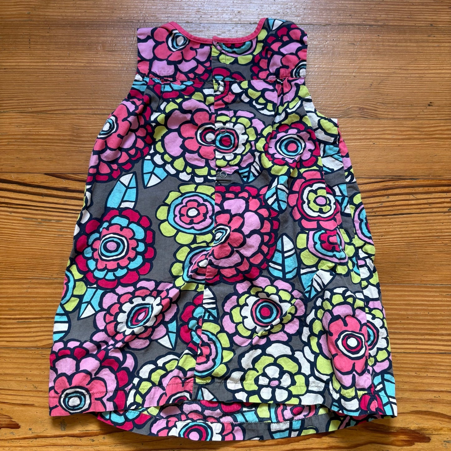 Hanna Andersson pink gray floral sleeveless cotton dress SIZE 2T