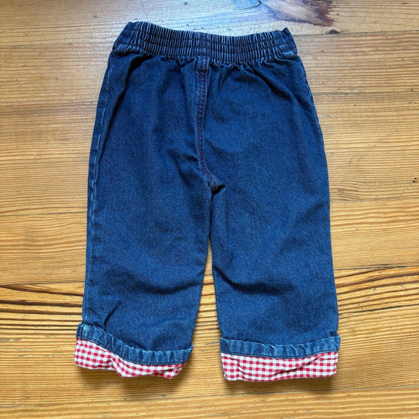 Fisher-Price vintage red white checkered heart hem toddler jeans SIZE 2T