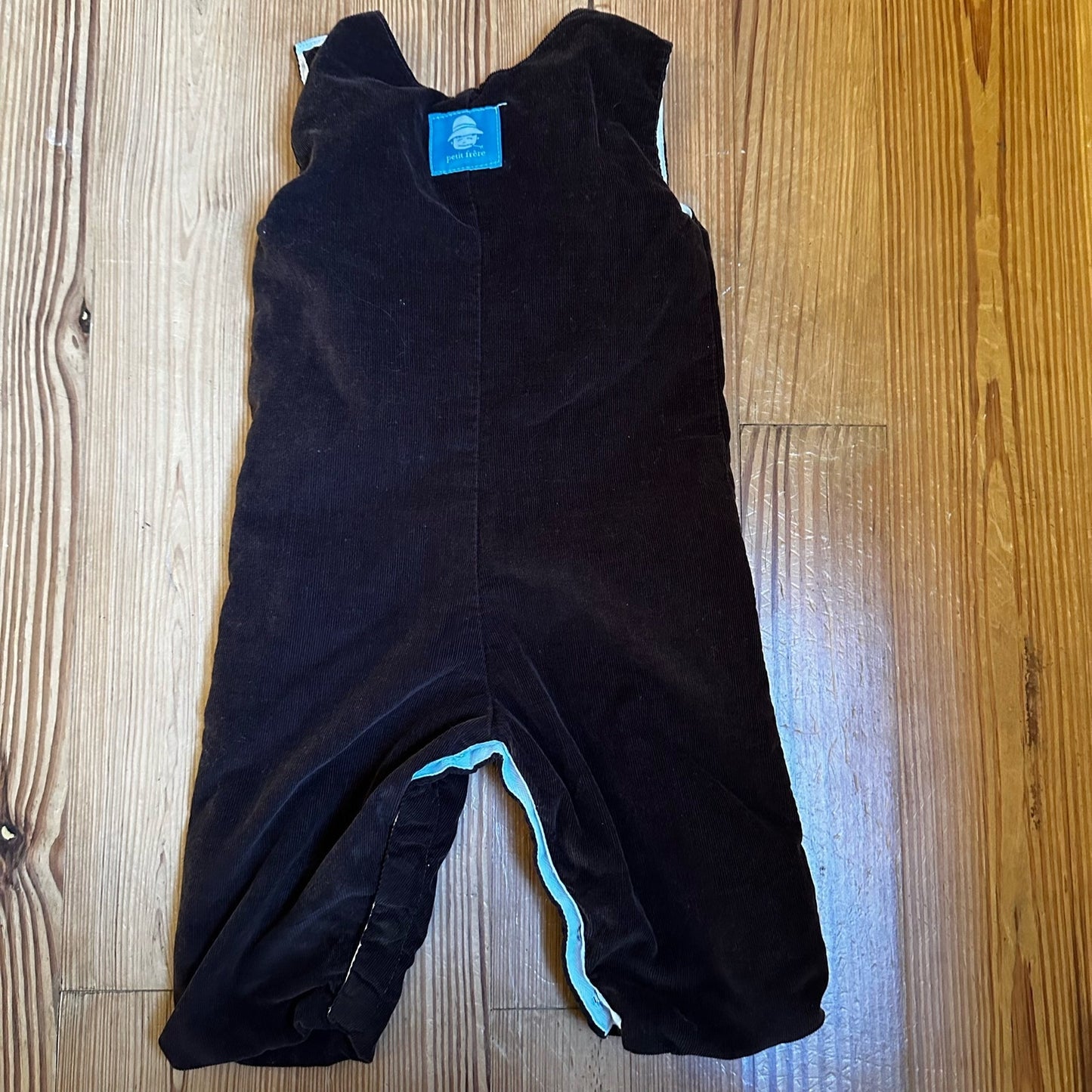 Petit Frere brown corduroy dog applique pant overalls SIZE 6M