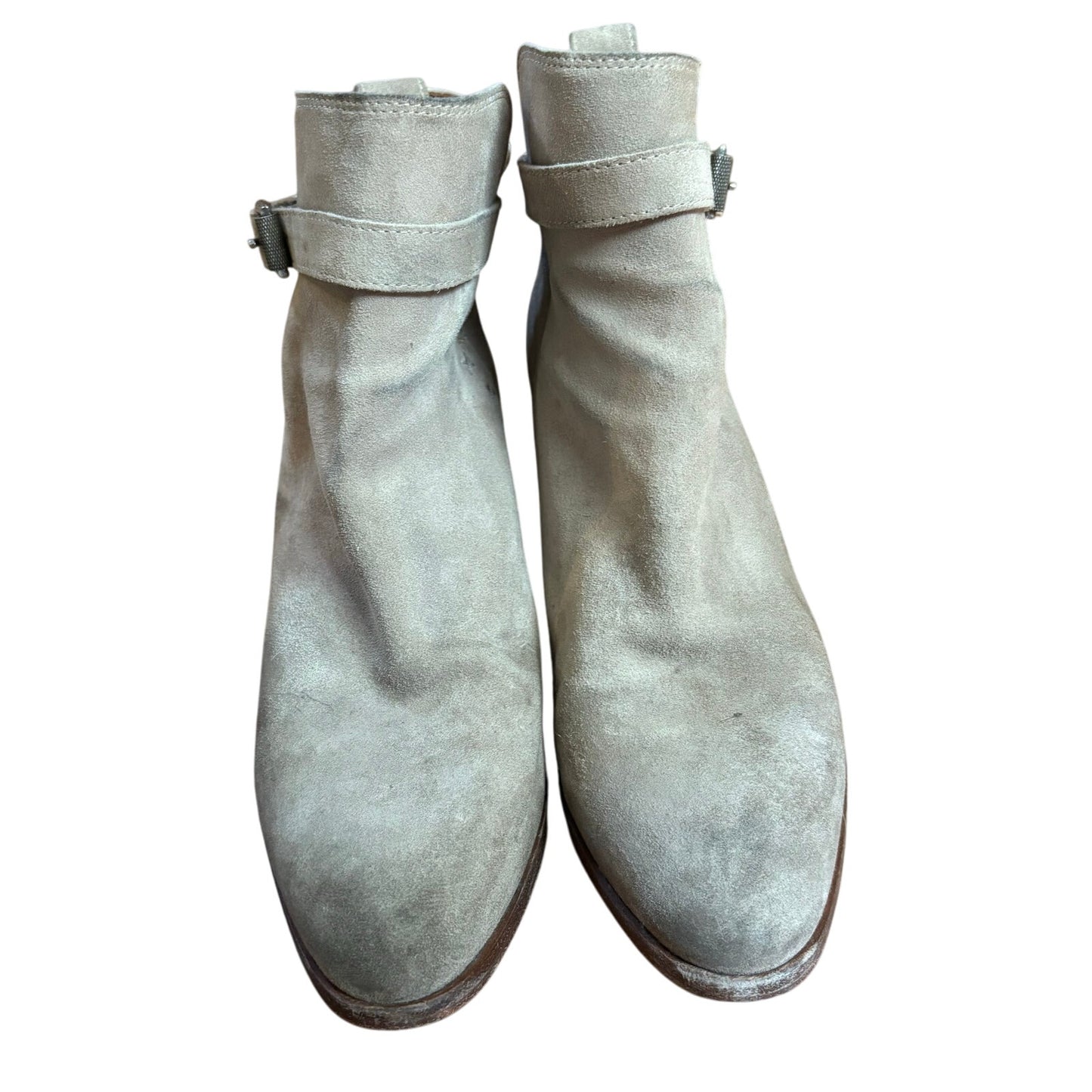 Rag & Bone Walker buckle gray suede leather heeled booties SIZE 10