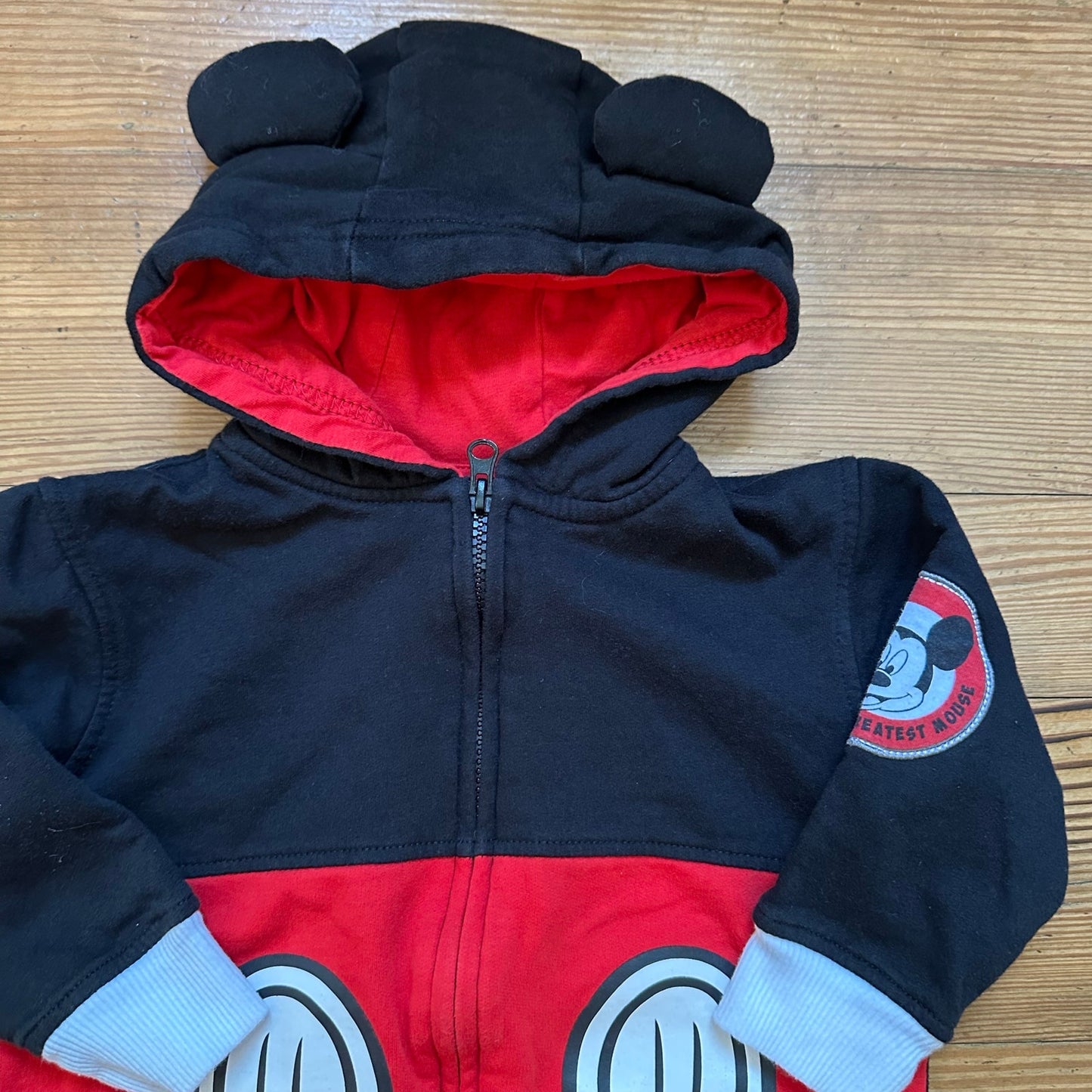 Disney black red Mickey Mouse full zip hooded sweatshirt SIZE 3T