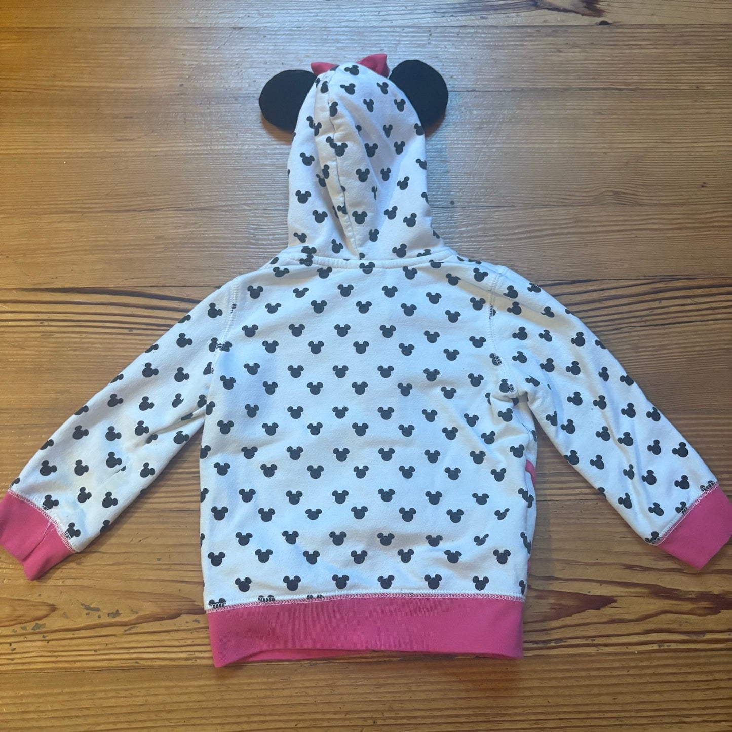Disney Minnie Mouse black white polka dot full zip hooded sweatshirt SIZE 3T
