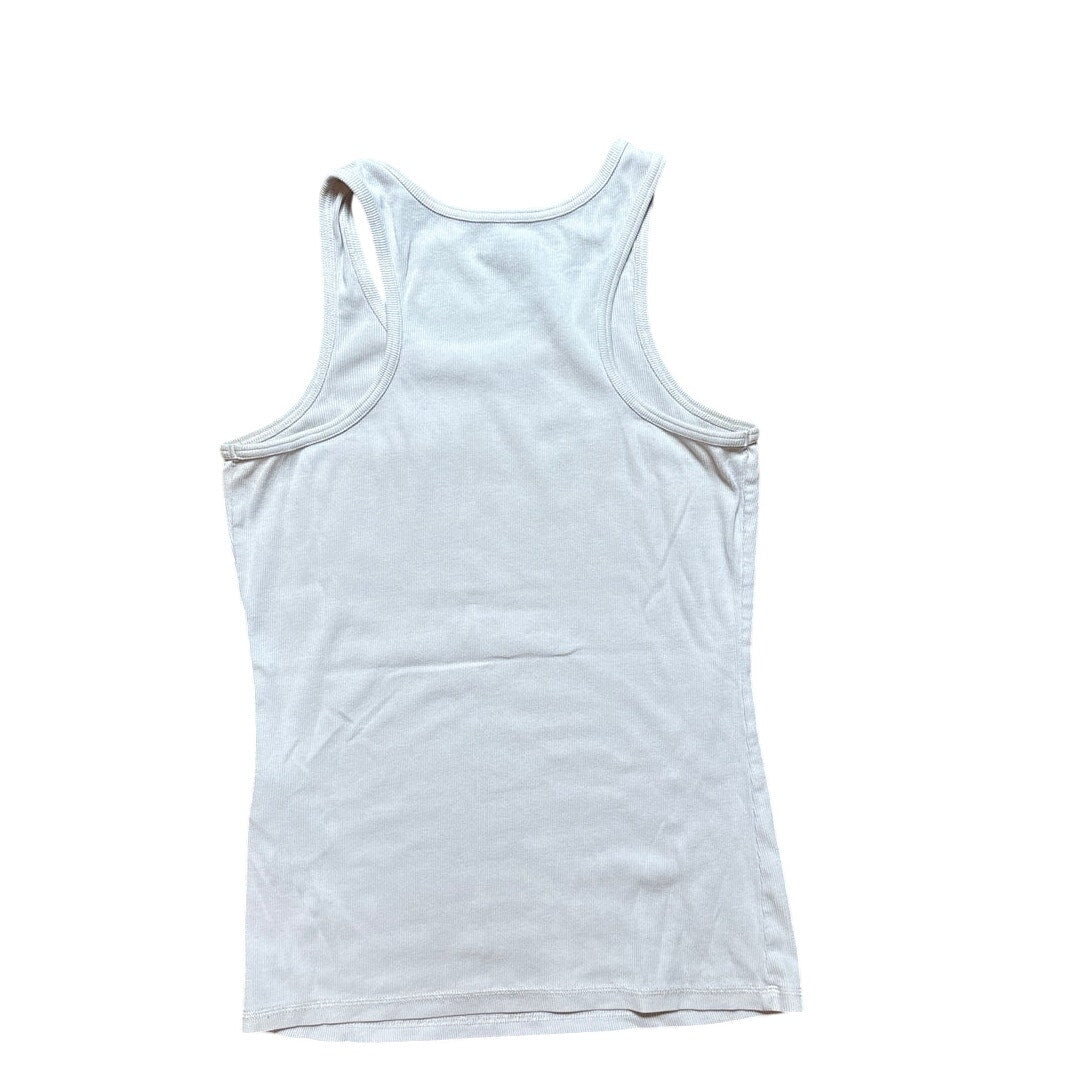 Harley Davidson ivory ribbed black lettering tank top SIZE S