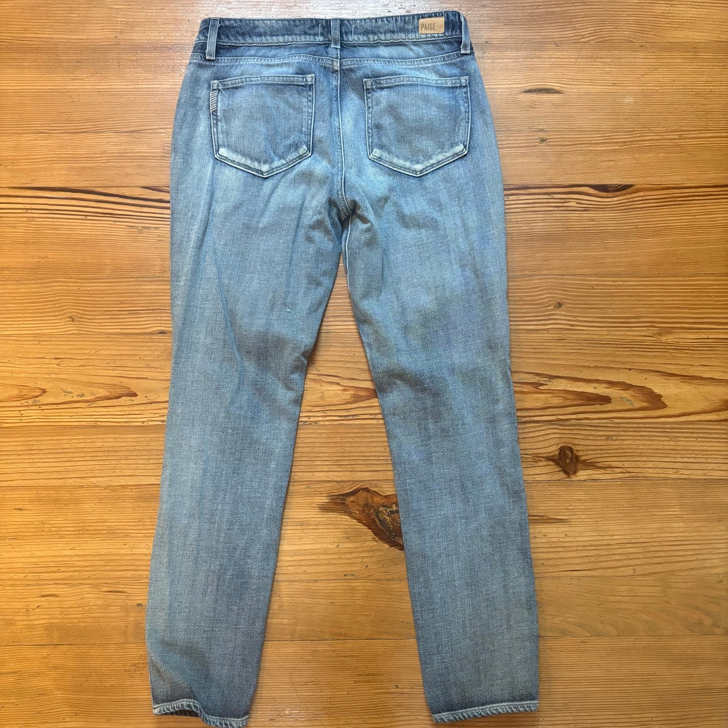 Paige light wash skinny distressed mid rise jeans SIZE 28