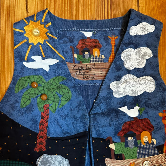 Handmade Noah's Arch fabric button detailing boys vest SIZE 5