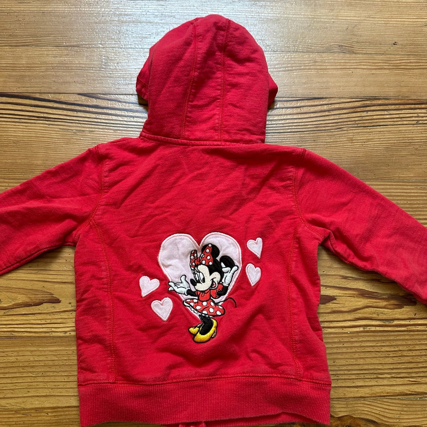 Disney Minnie Mouse red hooded full zip embroidered sweatshirt SIZE 4