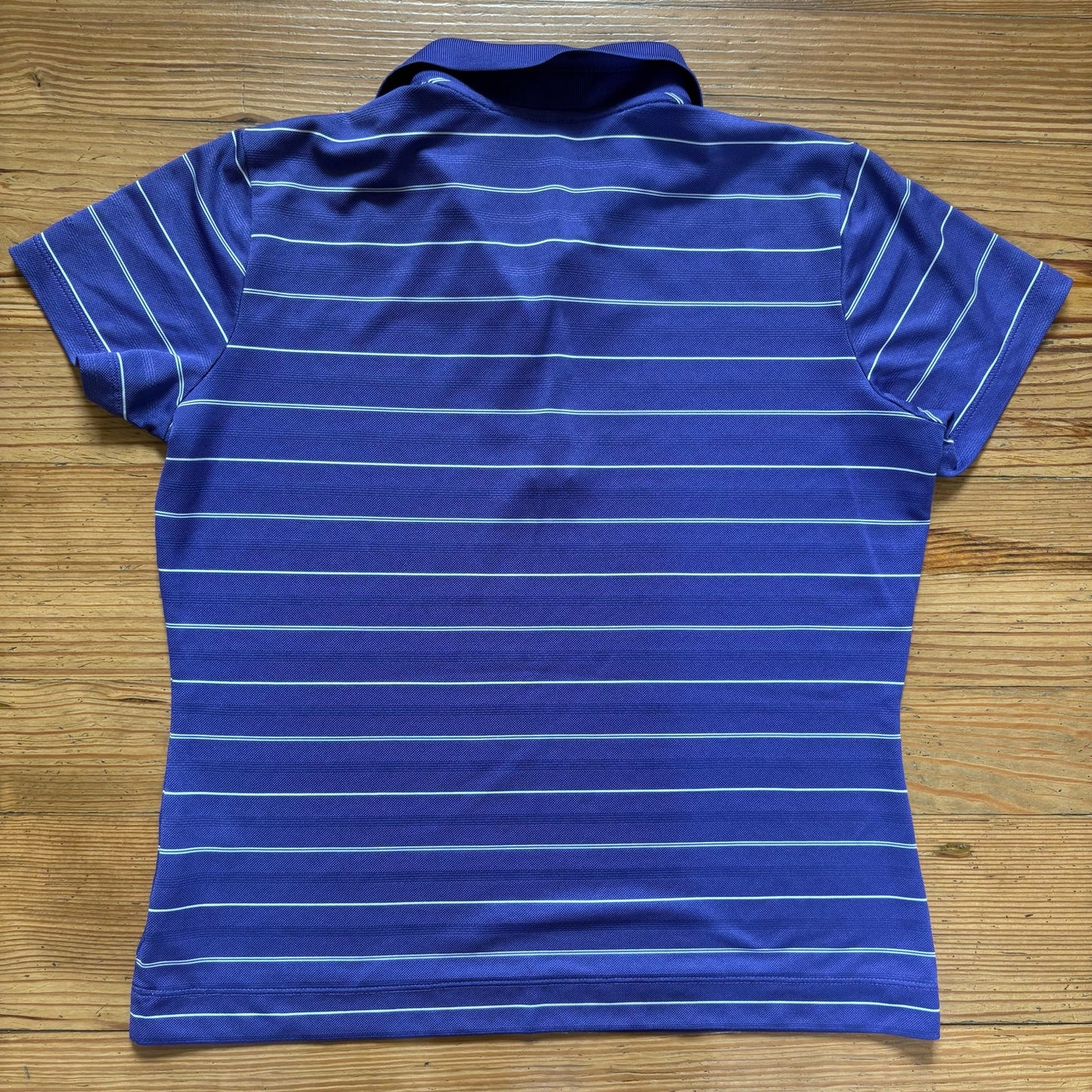 Nike Dri Fit purple striped short sleeve womens polo shirt SIZE M