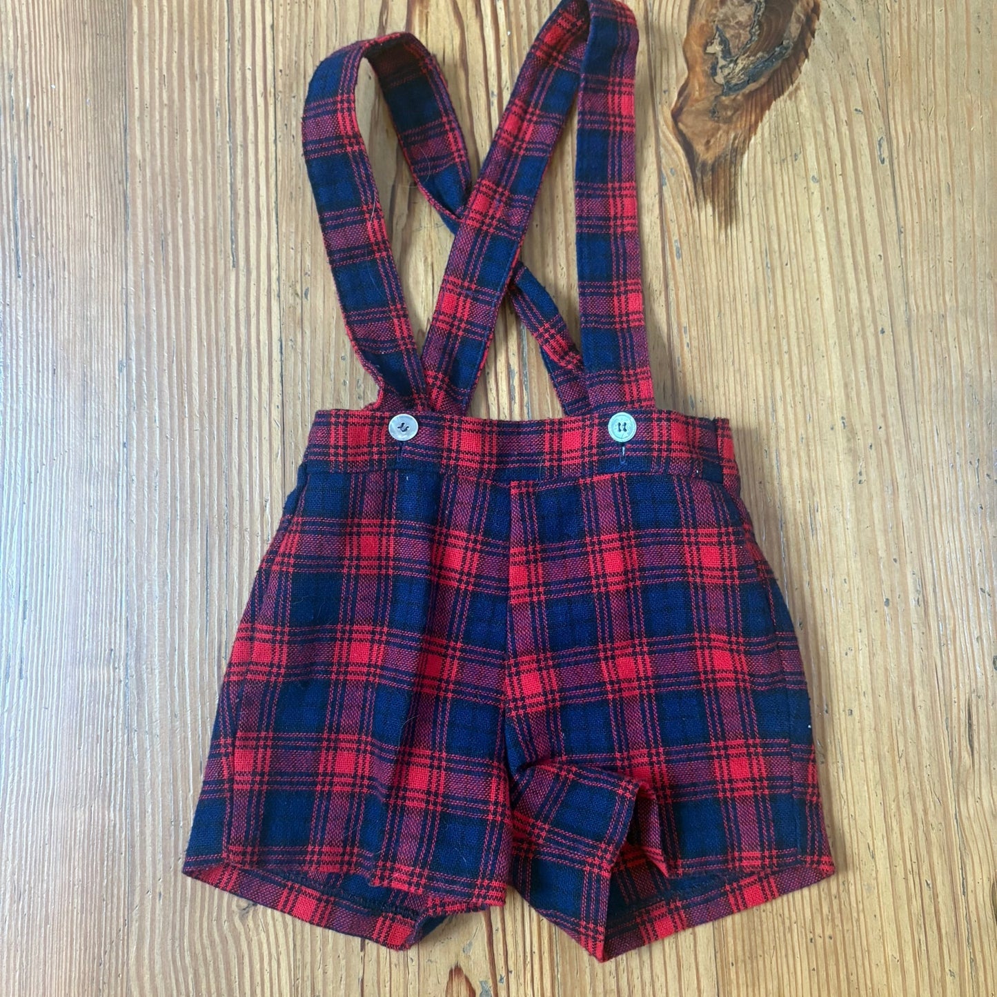 Jack Tar 90s wool blue jacket red check overall shorts boys set SIZE 2T