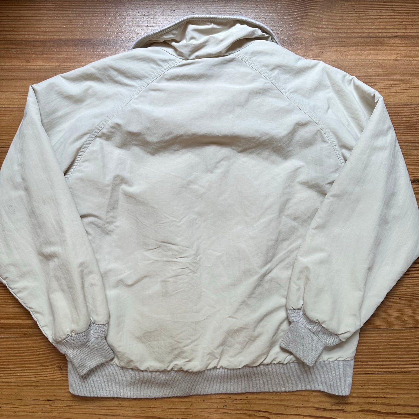 Lands' End vintage cream fleece lined full zip high collar bomber jacket SIZE M