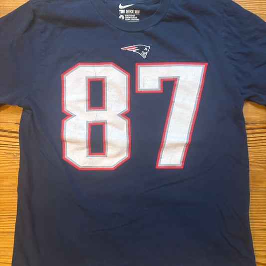 Nike New England Patriot 87 Gronkowski blue short sleeve shirt SIZE L