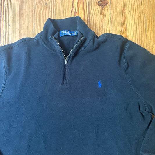 Polo Ralph Lauren black quarter zip knit mock neck mens sweater SIZE XL