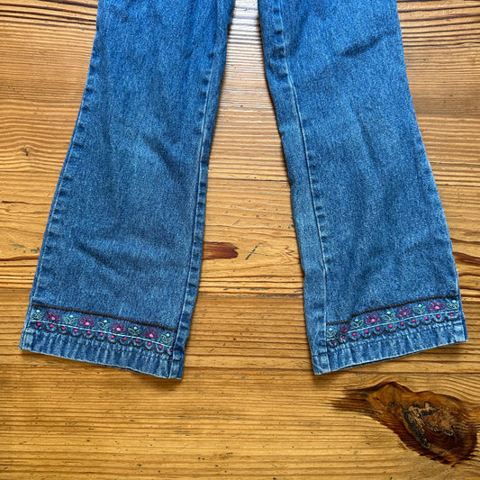New Legends vintage kids flare embroidered jeans SIZE 6