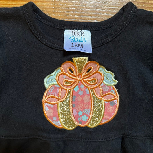 Blanks Boutique black ruffle pumpkin embroidered dress SIZE 18M