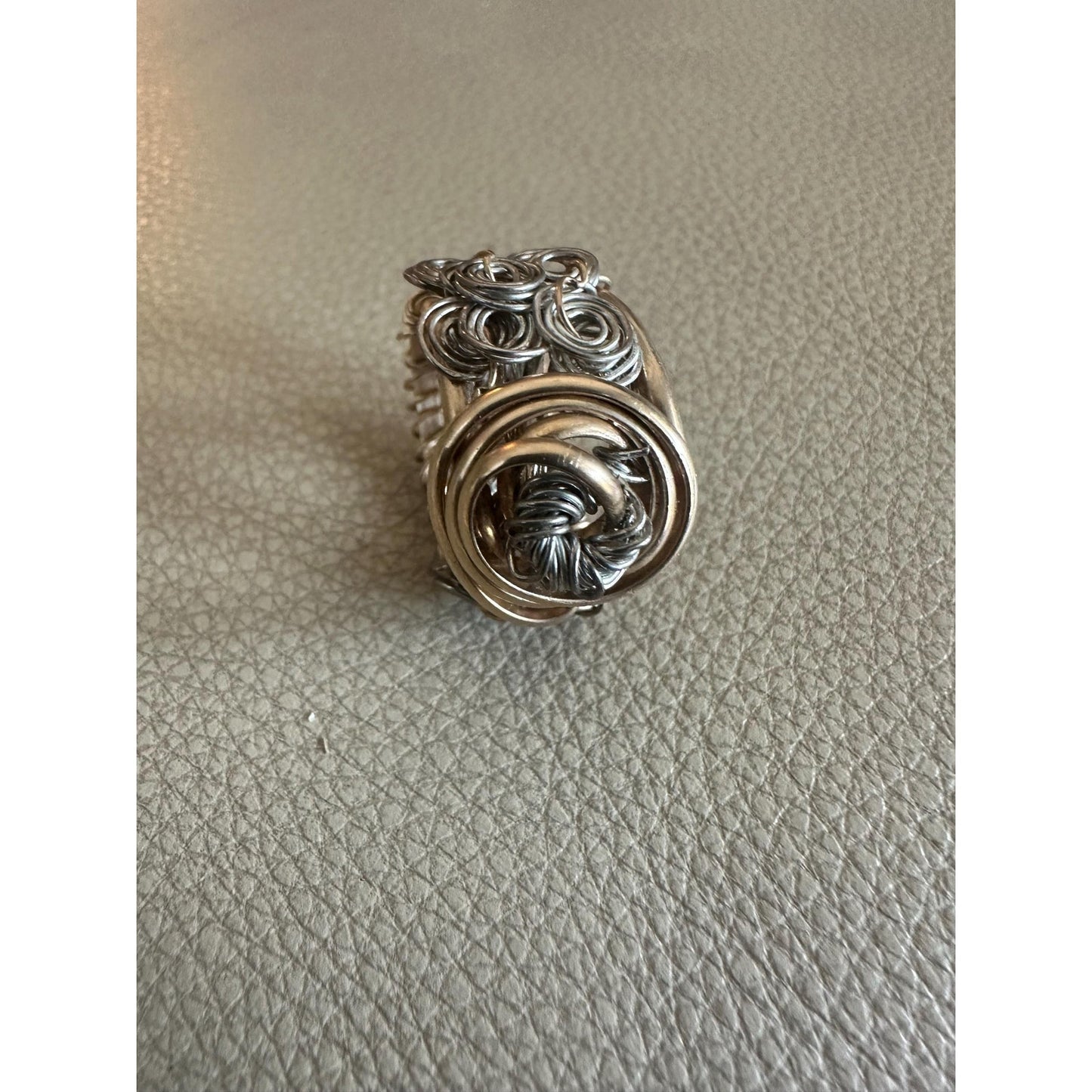 14k Gold Fill Wire ring with Fine Silver wire wrap Size 8