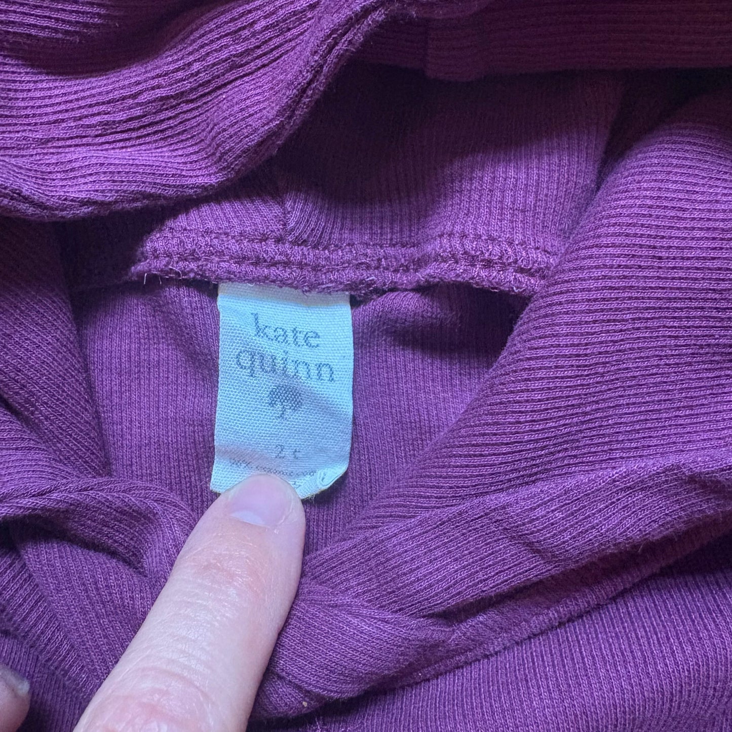 Kate Quinn Organics dark purple ribbed long sleeve hooded shirt SIZE 2T