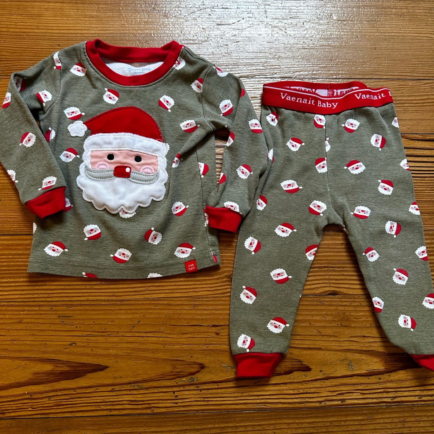 Vaenait Baby neutral Santa long sleeve pant pajama set SIZE 12-18M