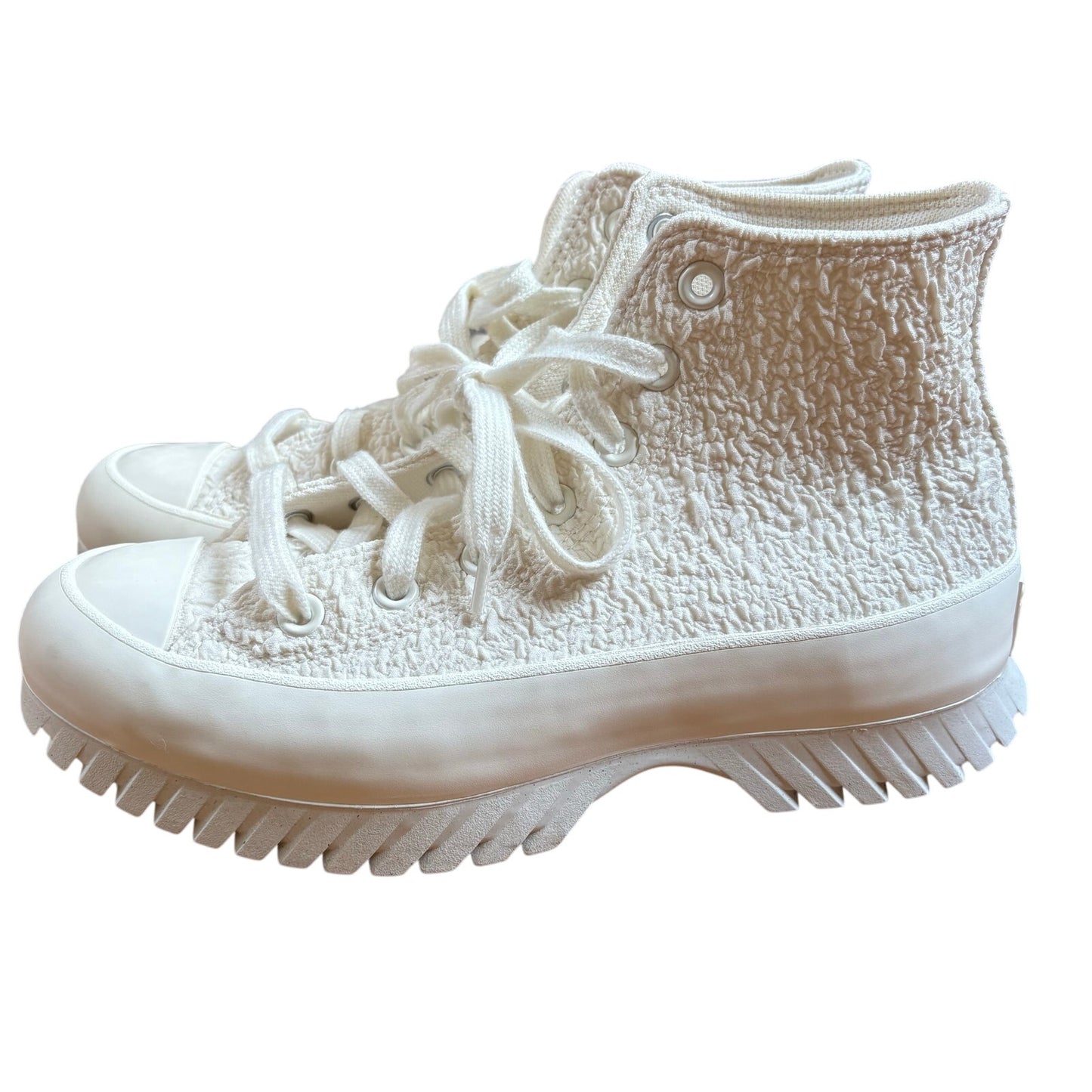 Converse All Star Chuck Taylor white textured high top platform sneakers SIZE 8