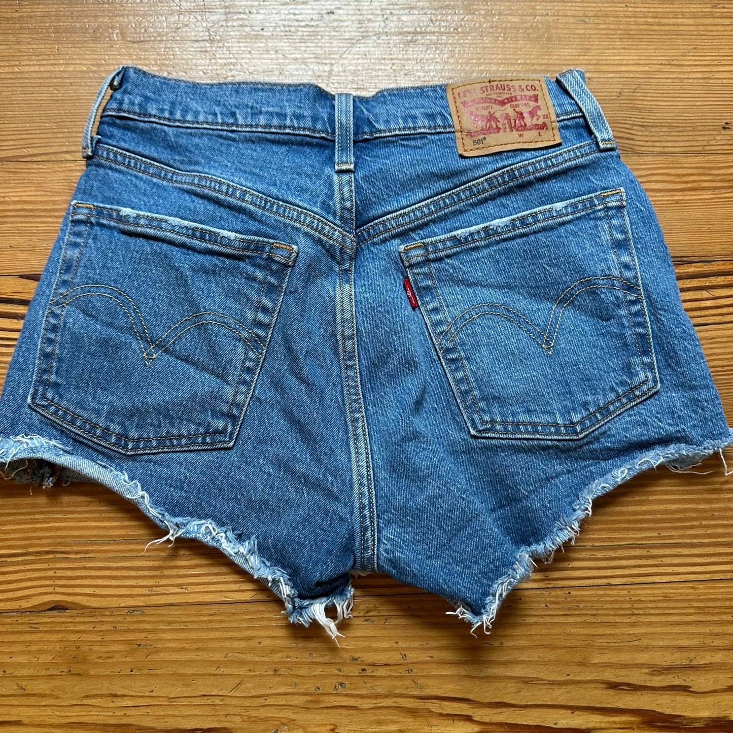 Levi's 501 button fly medium wash cut off jean shorts SIZE 25