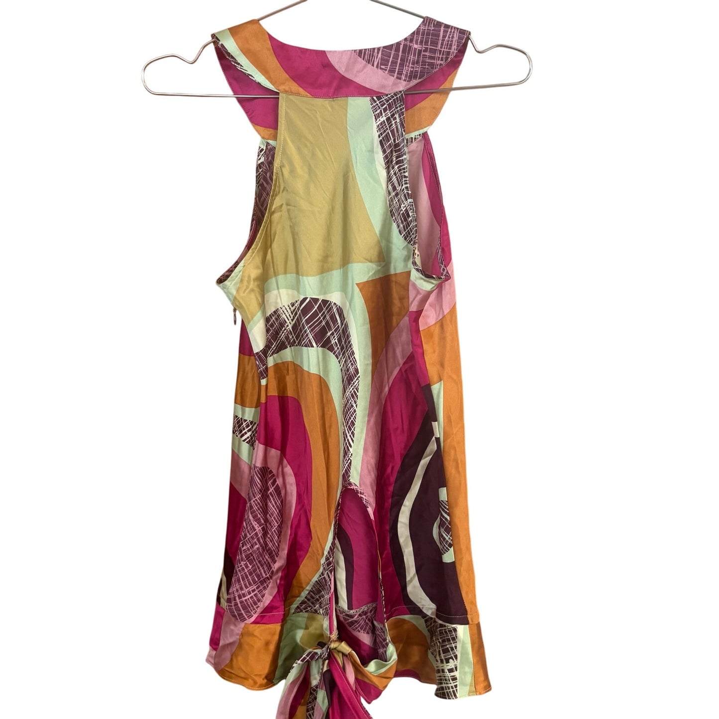 NWT S.H.A.G. retro silk sleeveless open back blouse shirt SIZE M