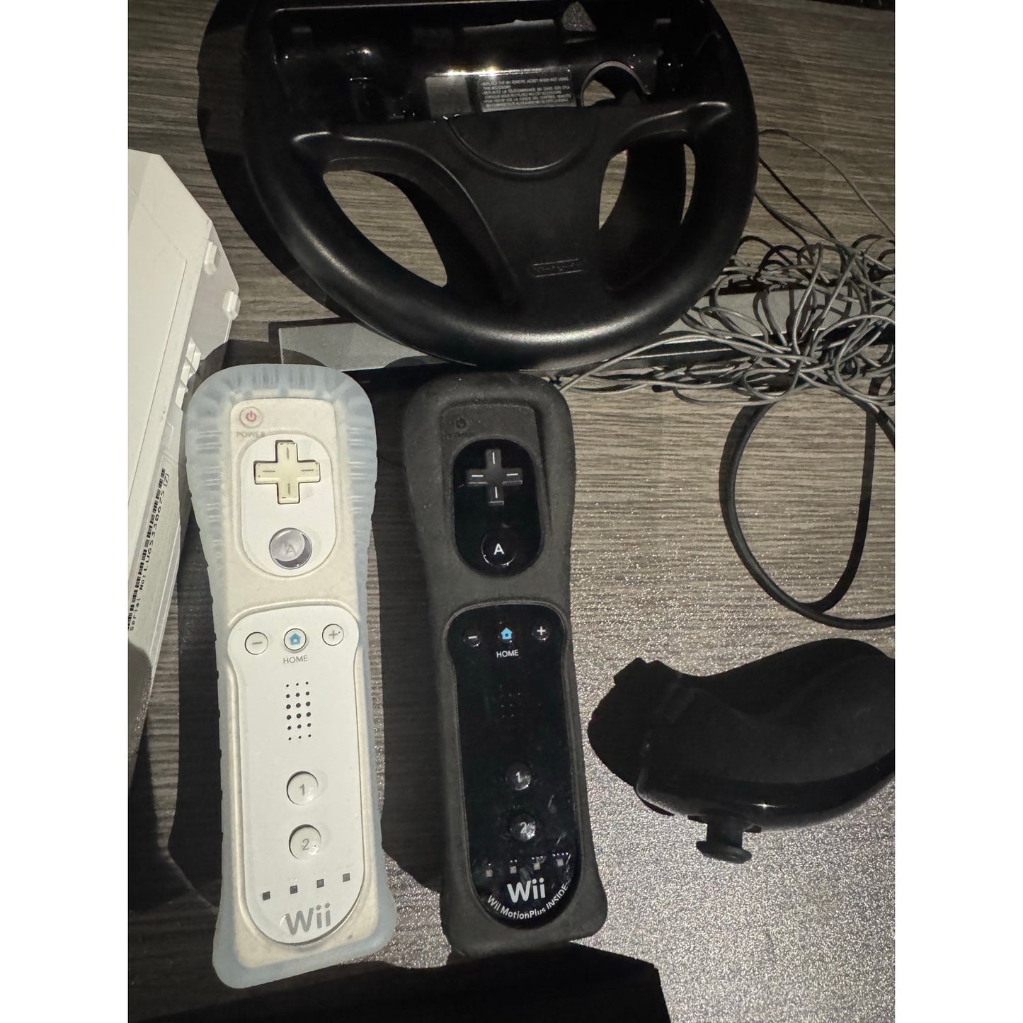 Nintendo Wii Game Console White + Pick 2 Remotes, Steering Wheel, charger. Tested