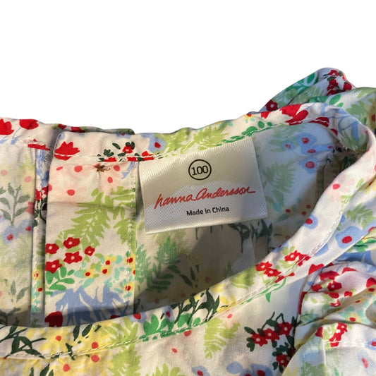 Hanna Andersson green floral ruffle accent sleeveless top SIZE 3