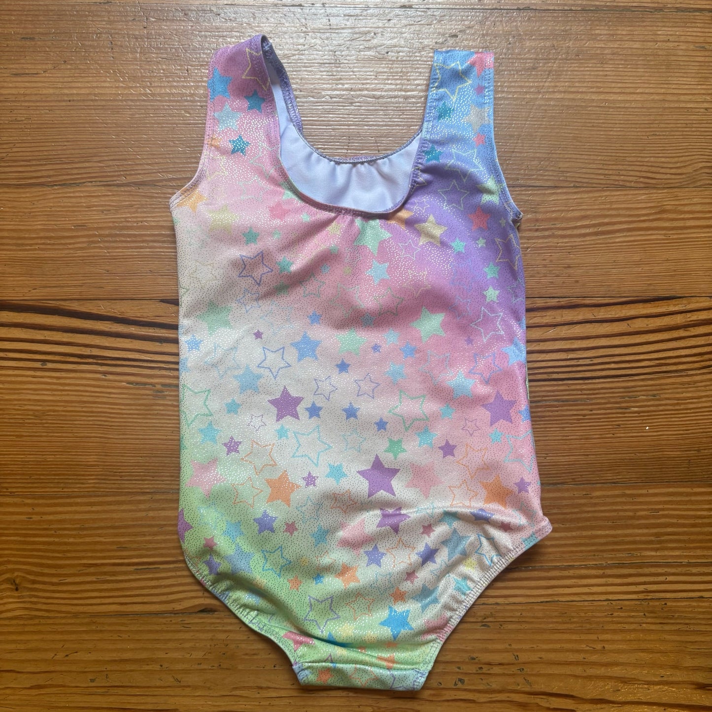 Colorful pastel star sleeveless athletic girls gymnastic bodysuit SIZE 3-4