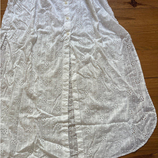 Lands' End white eyelet long sleeve midi dress swimsuit coverup SIZE XL