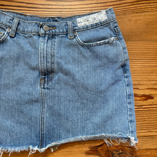 Polo Ralph Lauren 90s blue denim patch jean cutoff mini skirt SIZE 8