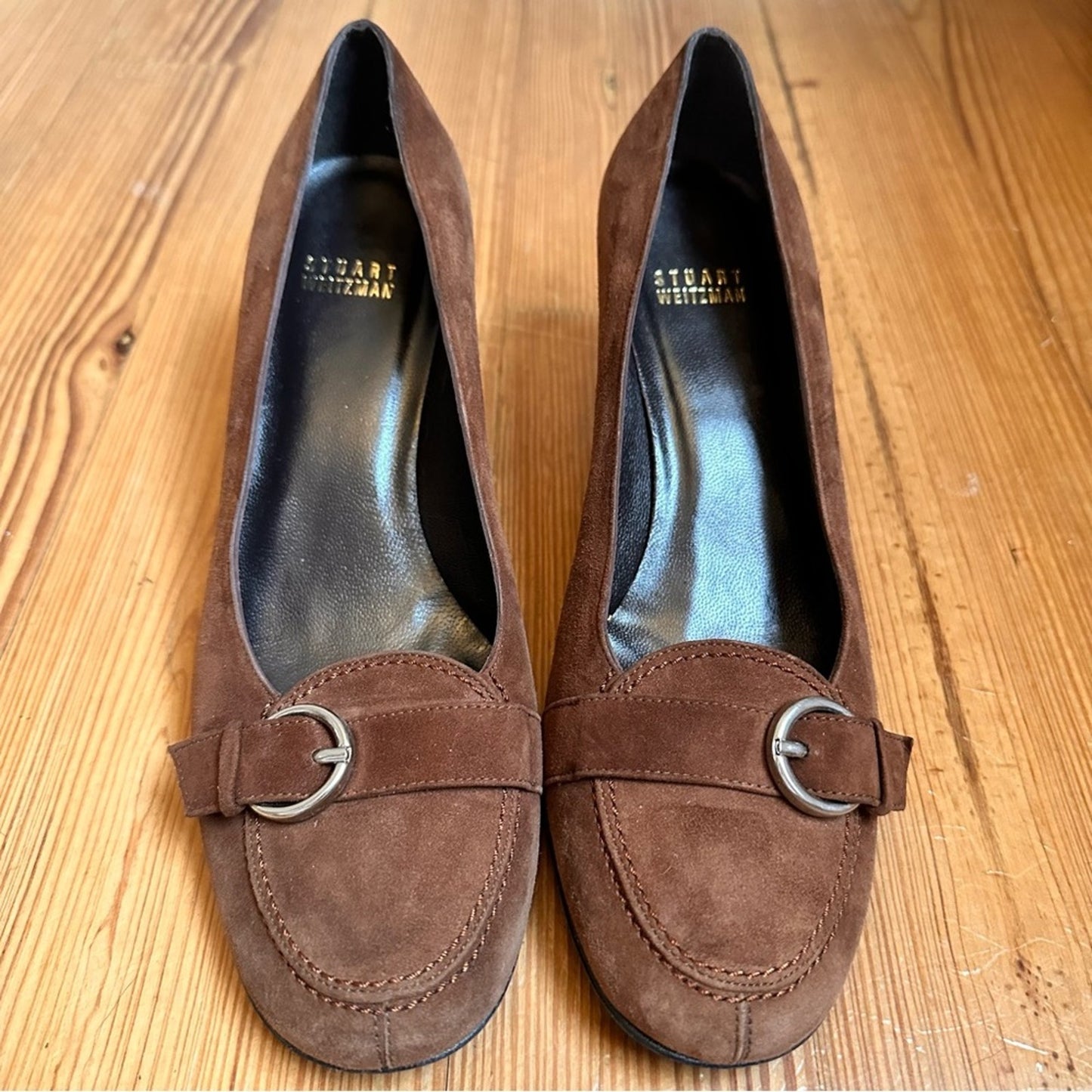 Stuart Weitzman brown suede leather kitten heel pump SIZE 7.5