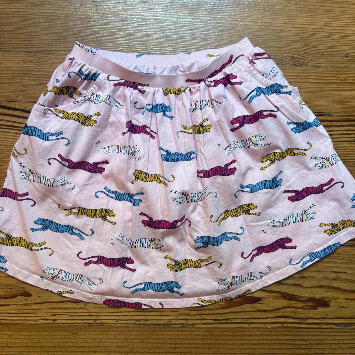 Lands' End light pink colorful tiger print girls elastic waist skort SIZE 10