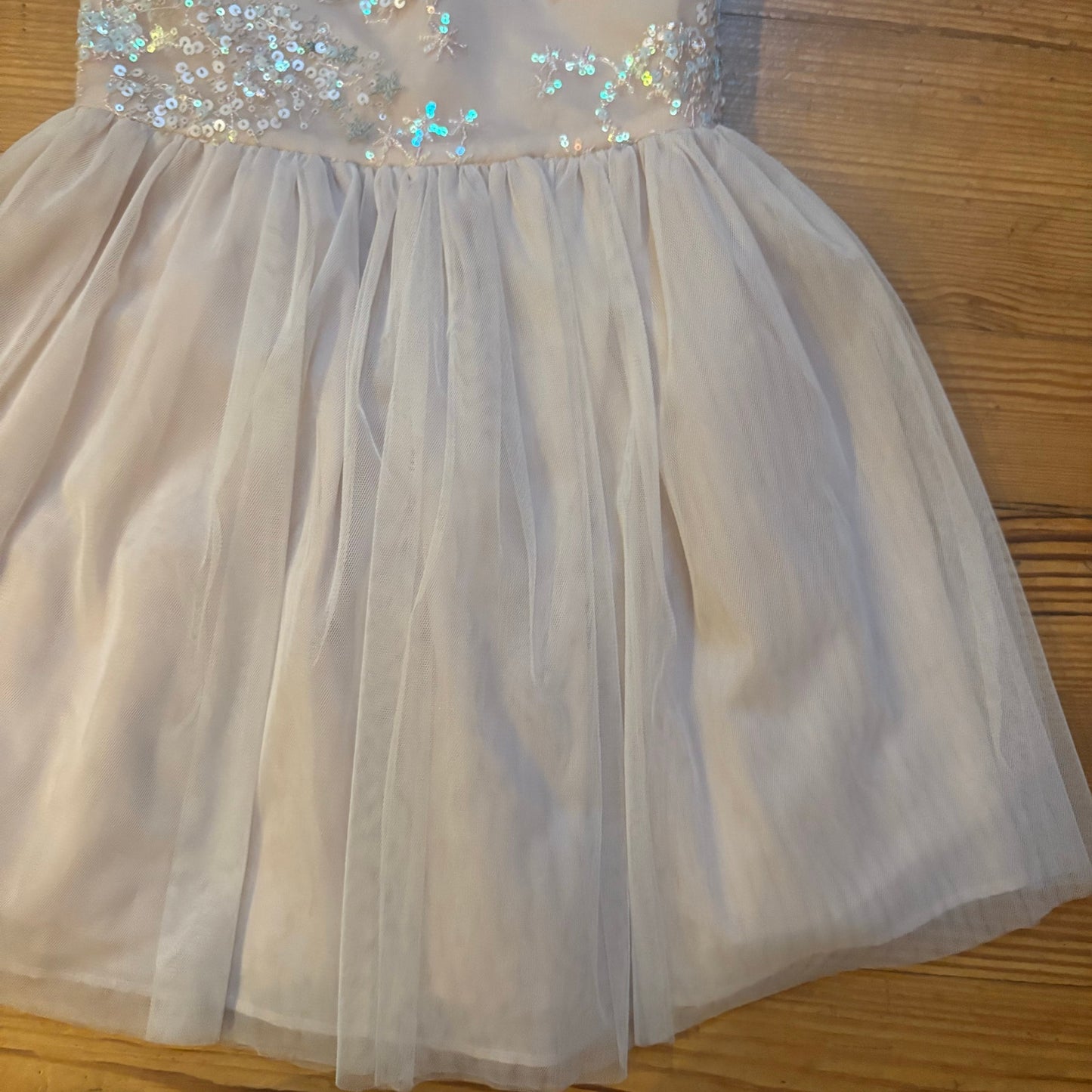 JB Kids light pink sequin tulle bottom sleeveless toddler formal dress SIZE 5