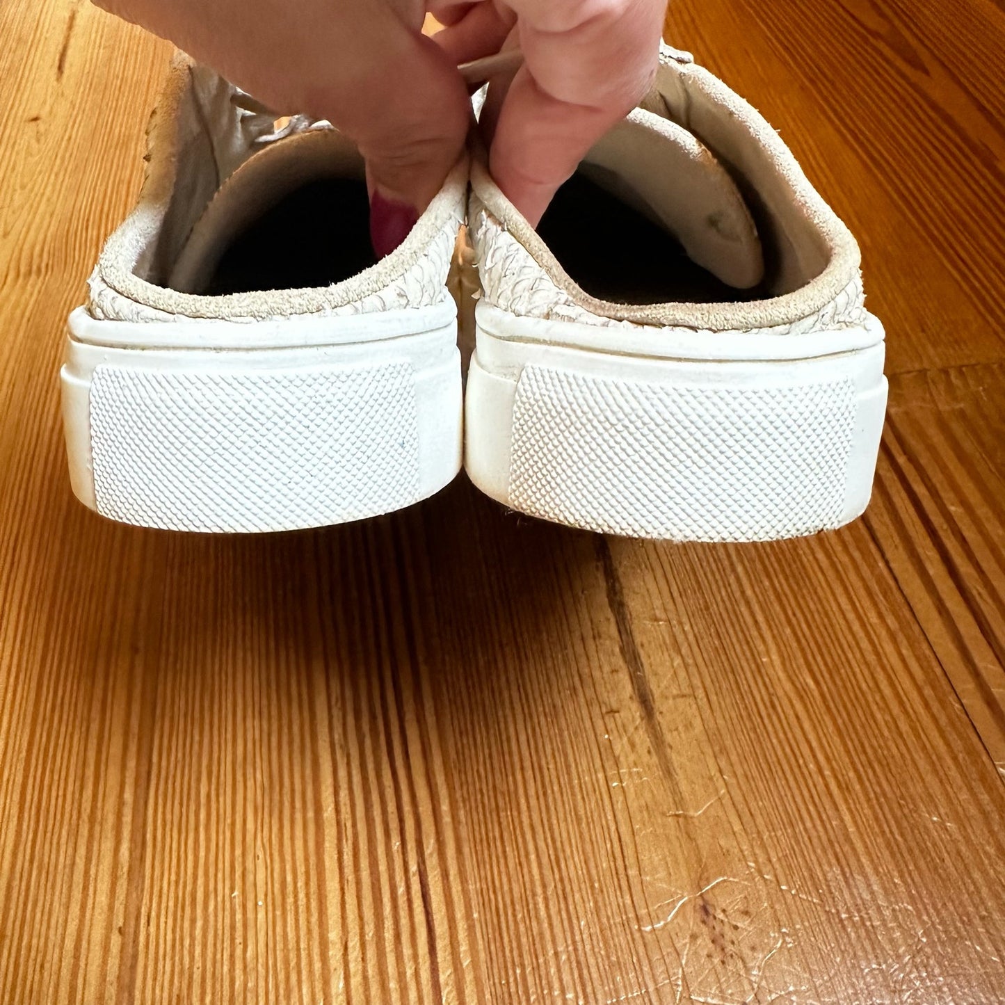 Kaanas Faro beige gold snake embossed slip on sneakers SIZE 7