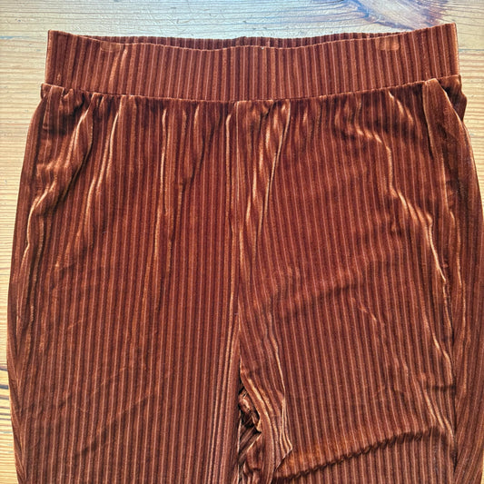 Shein brown velvet flare bottom high waisted pull on pants SIZE L