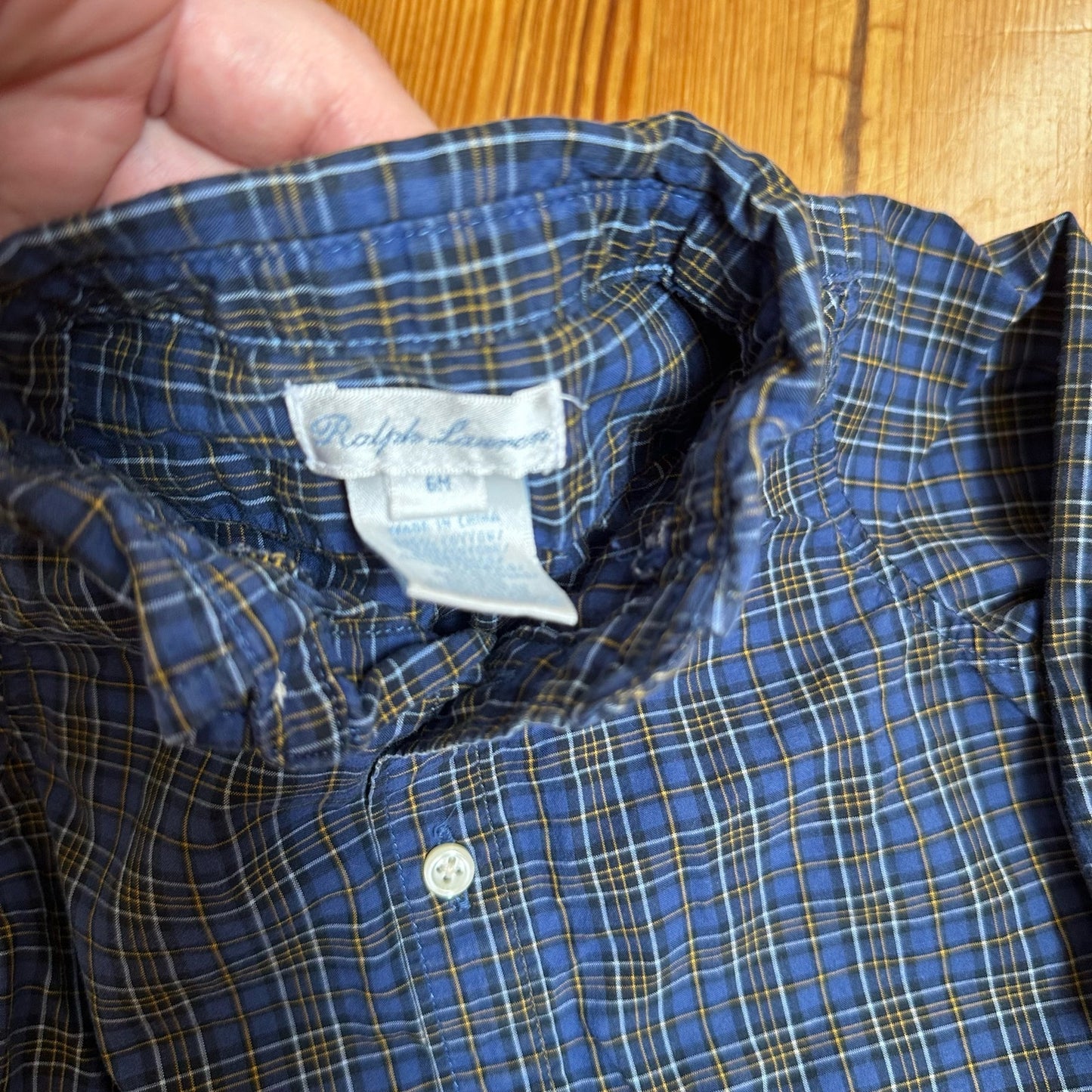 Ralph Lauren blue plaid long sleeve button up shirt SIZE 6M