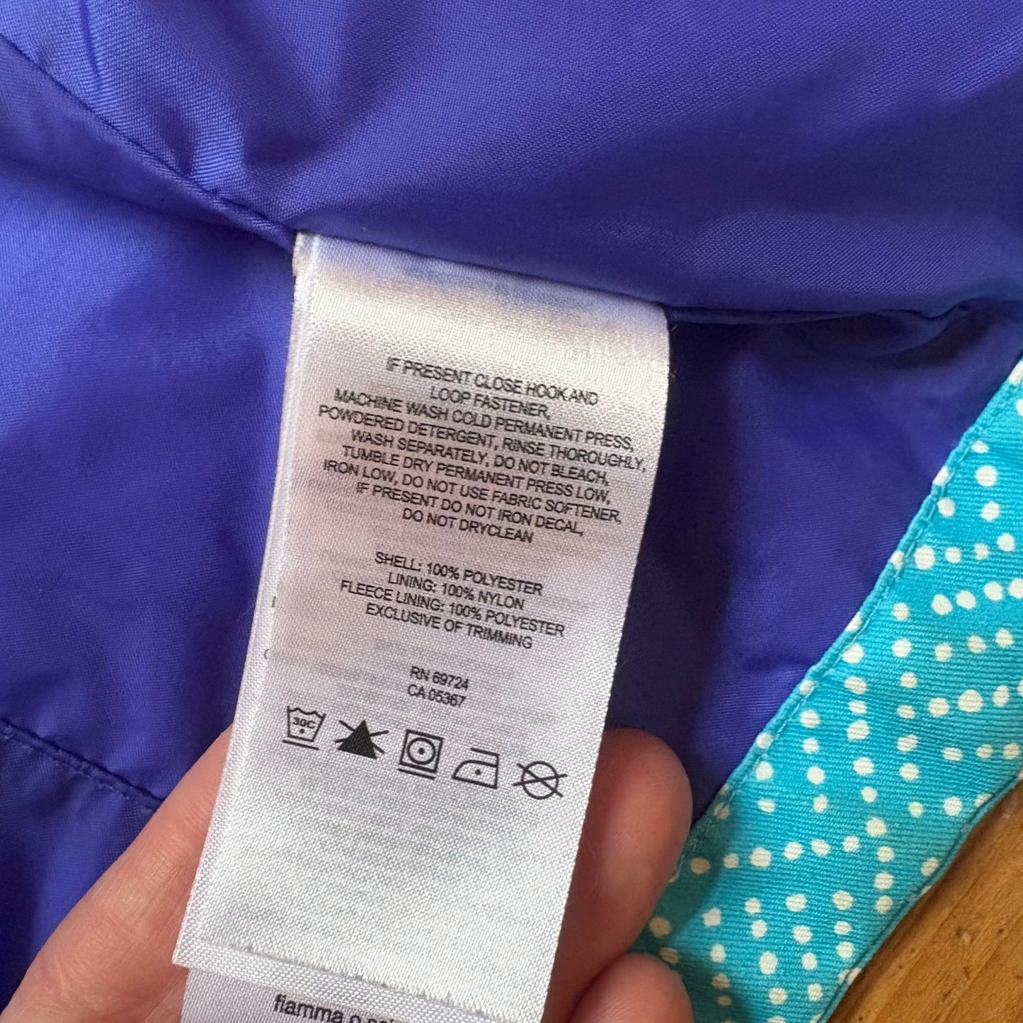 Columbia light blue white dotted full zip hooded girls coat SIZE XS