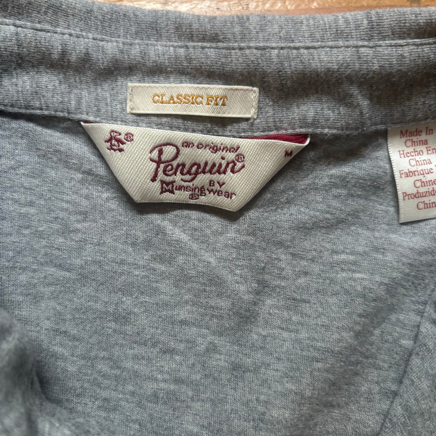 Original Penguin gray cotton henley short sleeve double pocket polo shirt SIZE M