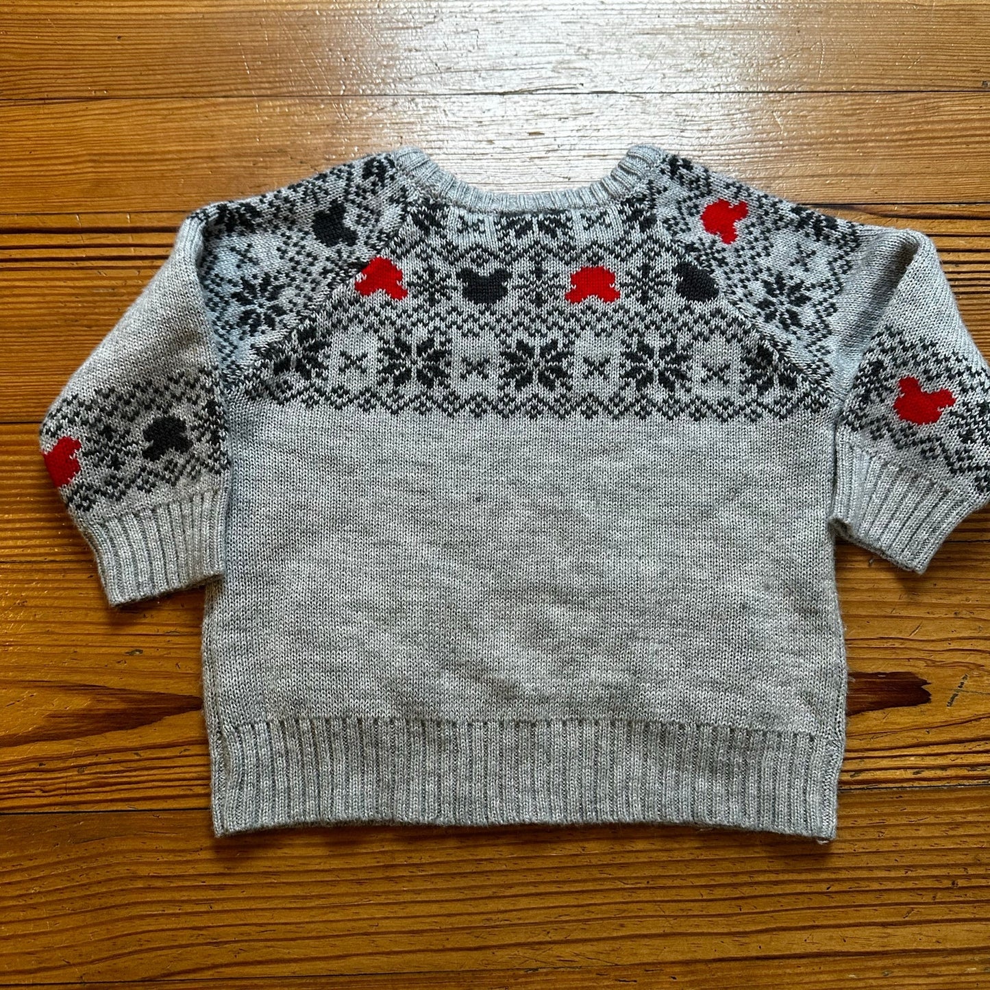 Disney grey Micky Goofy Christmas needlepoint crew sweater SIZE 2T
