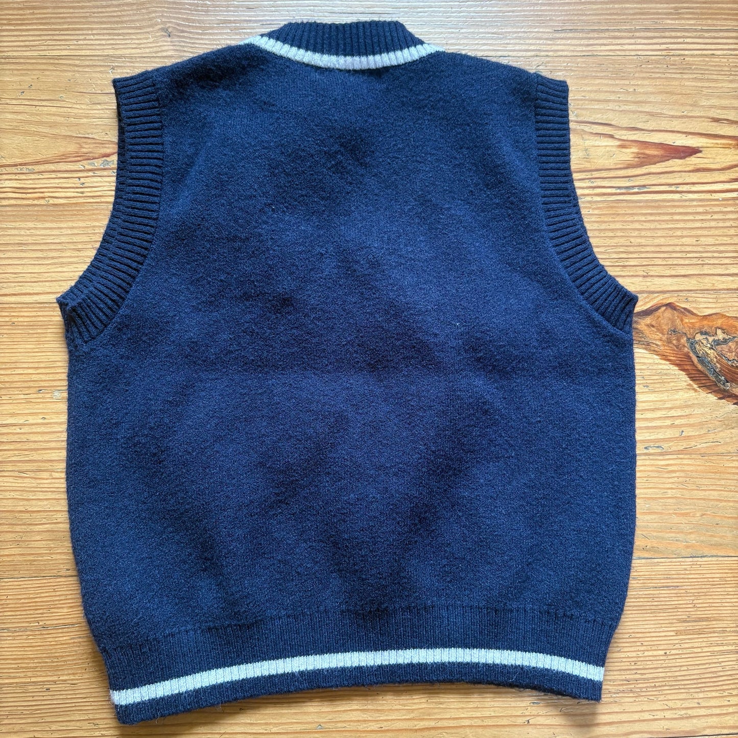 Shein Alicedudu navy blue varsity teddy bear sweater vest SIZE L