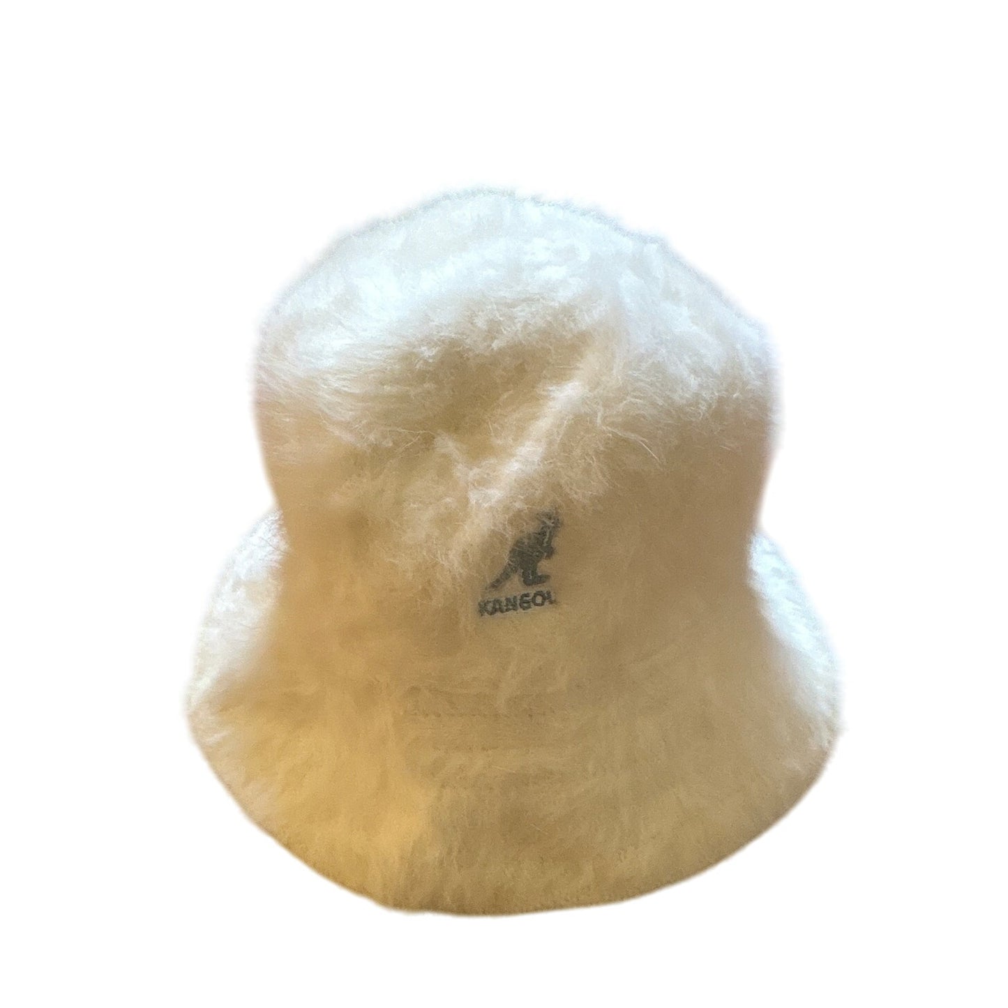 Kangol y2k white fuzzy warm fitted angora bucket hat SIZE L