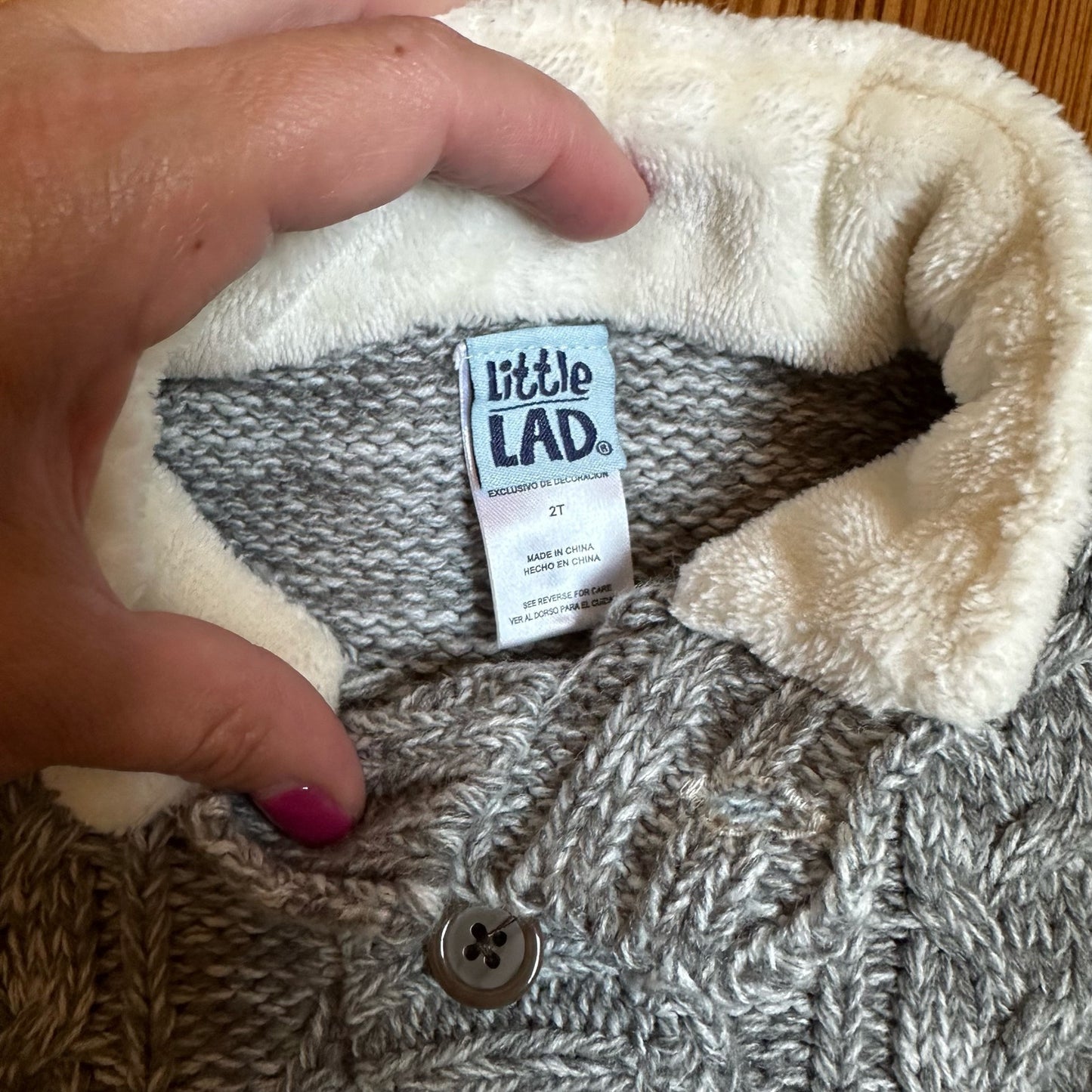 Little Lad gray pullover cable kit elbow pads sweater SIZE 2T