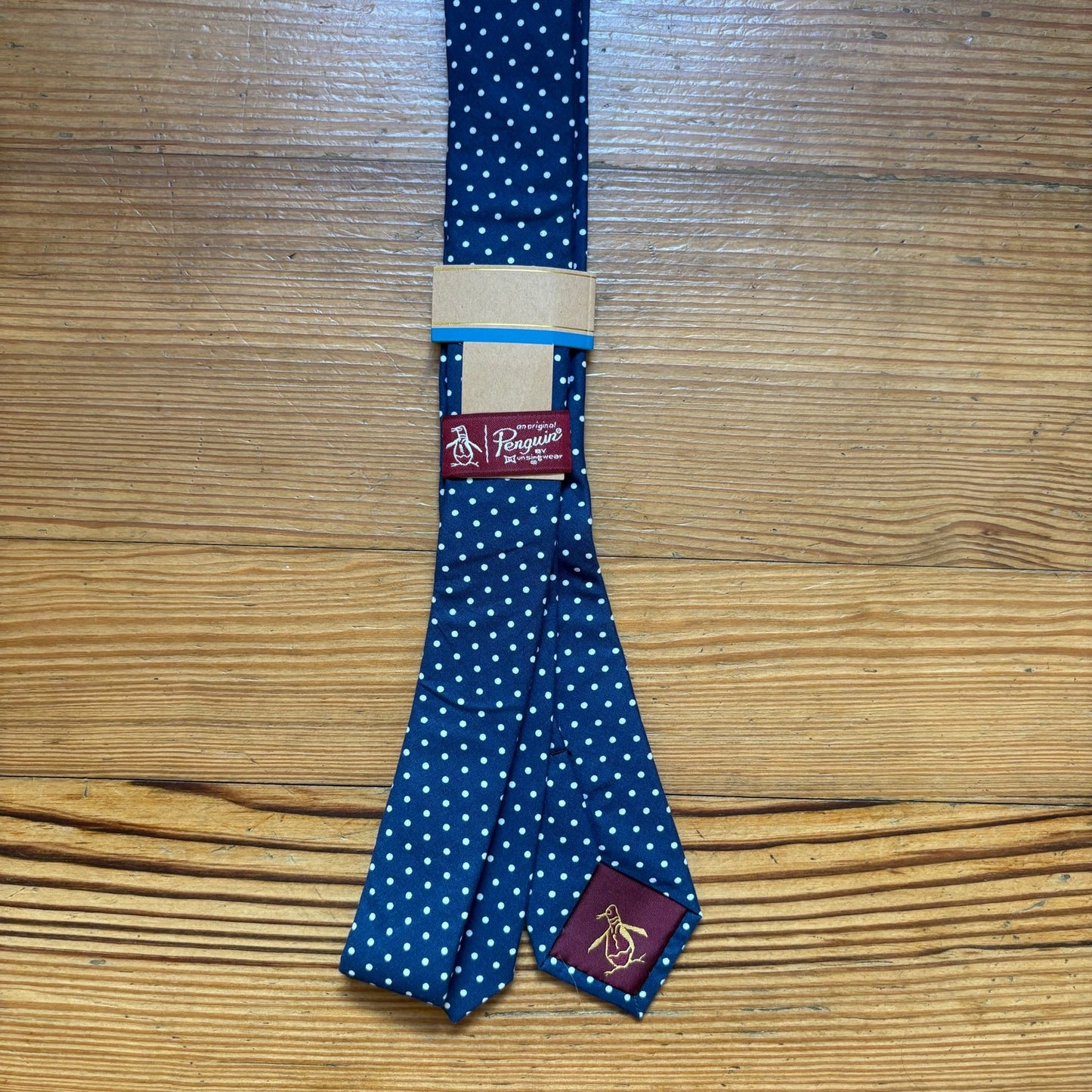 NWT An Original Penguin navy blue polka dot skinny tie